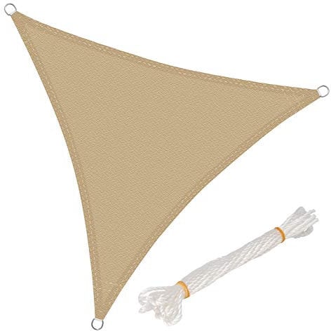 WOLTU Toldo Vela de Sombra Triangular 4x4x4 m HDPE Transpirable Prevención Rayos UV Solar protección 85% Resistente y para Jardín, Patio, Exteriores Arena, Arena