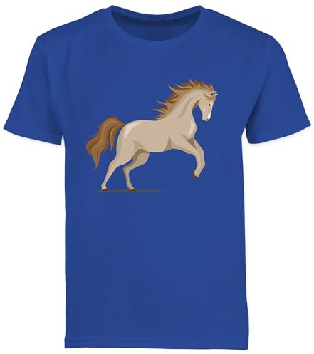 Kinder T-Shirt Jungen - Pferd steigend I Pferde Geschenk Reiter I Pferdeliebhaber Geschenke Pferdemädchen - 116 (5/6 Jahre) - Royalblau - Pferde-Shirt REIT sprüche tiermotiv Shirt