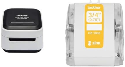 Brother VC-500W Farb-Etikettendrucker (für individuelle Layouts oder Fotos, für 9, 12, 19, 25 und 50 mm breite) & CZ-1003 Farbetikettenrolle, 19 mm breit, 5 m lang für Etikettendrucker VC-500W