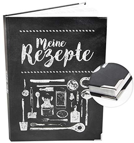 Logbuch-Verlag großes Rezeptbuch zum Selberschreiben Meine Rezepte DIN A4 schwarz weiß leeres DIY Kochbuch Geschenk