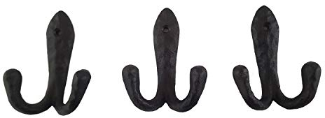 LB H&F 3 x Wandhakenhaken Haken Set Garderobe Wandgarderobe Kleiderhaken Metall Nostalgie massiv - Schmiede Optik - schwere Qualität