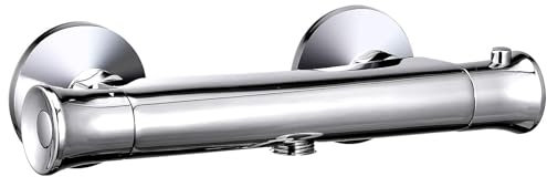 Hapilife Chrome Thermostatic Bar Shower Mixer Valve Modern, Hot & Cold Water Mixer Constant Temperature Control for Bathroom