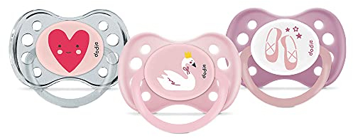 DODIE , Sucettes Anatomiques , Tetine pour bébé , +6 mois , Sans BPA, Résistante , Rose, Fille , Lot de 3