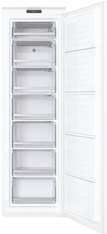 Hoover H-Freeze 500 HBOU 172/N Gefrierschrank, vertikal, integriert, 200 l, 55 cm breit, 7 Schubladen, Eiswürfelbehälter, wendbare Tür, SuperFrost, 39 dba, Klasse F, Weiß