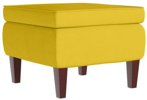 vidaXL Hocker, Sitzhocker Fußhocker mit Holzbeinen, Polsterhocker Fußbank für Wohnzimmer Schlafzimmer Flur, Fußstütze Ottomane, Modern, Gelb Samt