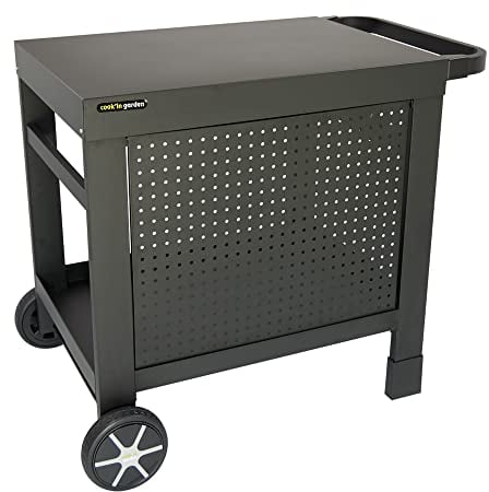 Cook'in garden - Carro Reva 80 - Carro con Superficie de Trabajo - Mueble con Ruedas Fácil de Mover - Montaje sin Tornillos - Soporte con Respaldo Desmontable