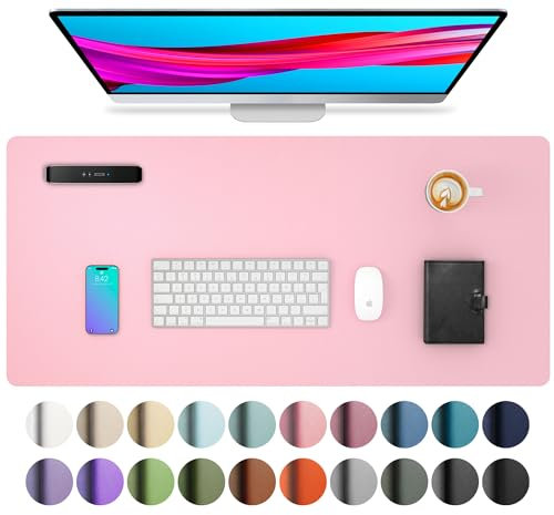 Almohadilla de escritorio de cuero aothia pu, almohadilla de ratón, almohadilla de escritura antideslizante, almohadilla protectora de escritorio impermeable (80cm X 40cm,Rosa)