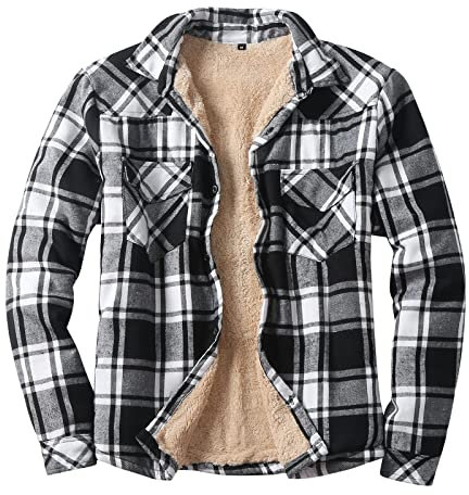 BLIBUNALA Winter Holzfällerhemd Herren 6XL Karierte Innenfutter Flanellhemd Langarm Reißverschluss Karierthemd Kapuzenhemd Hemdjacke Dickes Herbst schützendem Hoody üBergröße Thermo Jacken Hemd