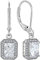 YL Damen Ohrhänger 925 Sterling Silber April Geburtsstein Simuliertes Diamant Quadrat Ohrringe