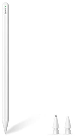 【2023 Newest】iPad Pencil (2nd Generation), iSkey Magnetic Wireless Charge iPad Pen Ultra-High Sensitivity/Tilt/Palm Rejection Stylus for 12.9'' 6/5/4/3, 11'', Air 4/5, Mini 6, White 01+2 nibs (E10)