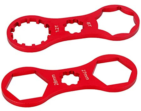 2pcs Capuchons de Fourche Avant vélo Retirer Installer Une clé Outil Suspension SR Suntour XCR/XCM/XCT/RST MTB Clé À Fourche Avant Double Tête Professionnelle Vélo Démonter Accessoires Clé à fourche