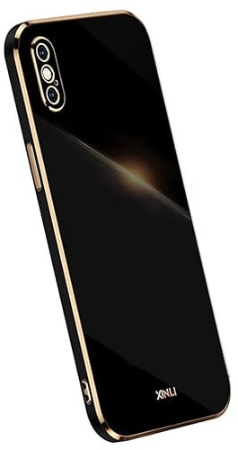 Topme Silikonhülle für iPhone X/iPhone XS (5.8 Inches), [handyhülle im Goldrand-Stil] - Schwarz