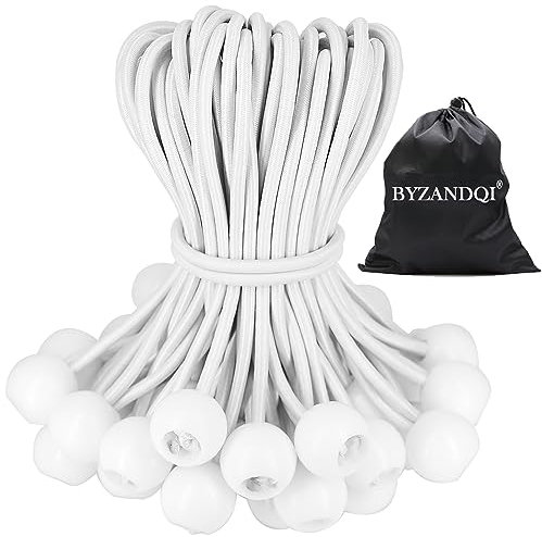 BYZANDQI Spanngummis mit Kugel 25 Stück, Zeltgummis mit Kugel 15 cm, Planenspanner Gummispanner Expanderschlingen Gummischlaufen für Planen Zelt Banner Netz Pavillions