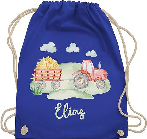 Turnbeutel Rucksack - Traktor Trecker Bauer Schlepper Landwirtschaft Bulldog - Unisize - Royalblau - junge stoffbeutel für kindergarten traktoren und name beutel jungen