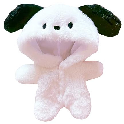 niannyyhouse 20 cm große Plüschpuppenkleidung, Welpen-Einteiler, lockerer weißer Body, 20,3 cm, weiches Plüschtier, Verkleidungszubehör