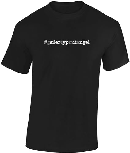 Baddery Angler T-Shirt Herren - „Geiler Typ mit Angel“ | Shirt für Männer - Angelkleidung