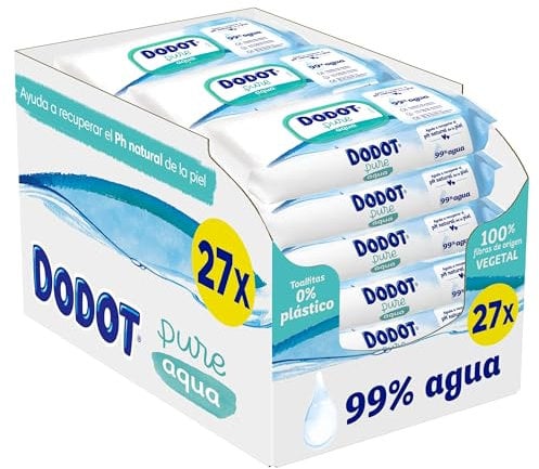 Dodot Toallitas Aqua Pure para Bebé, 1.296 Toallitas, Ayuda a restaurar el pH natural de la piel, 99% agua