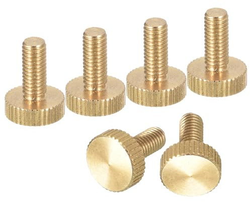 QUARKZMAN M5x12mm gerändelte Daumenschrauben, 6 Stück flache gerändelte Kopf vollständig Gewinde Messing Daumenschrauben Bolzen Griff Knöpfe Befestigungselemente