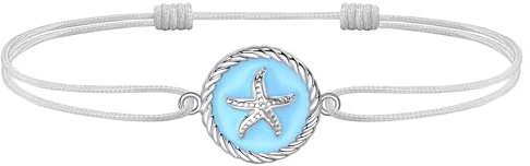 J.Endéar Fußkettchen Frauen Seestern Silber 925 Grau Schnur Wasserdicht Maritim Surfer Fußkette Damen Mädchen Blau Fußkettchen Strand Schmuck Liebe Freundschaft Familie Geschenk