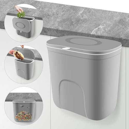 Cubo de Basura Cocina Baño, Basura Papelera Reciclaje de Gran Capacidad- Cubo Basura Colgante Exterior, a Prueba de Niños y Mascotas, Evitar Que Los Mosquitos y las Moscas se Acumulen en la Cocina