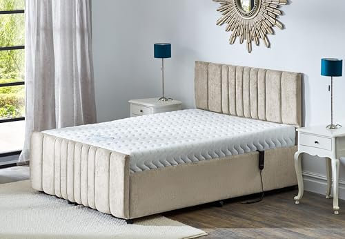 Supreme Adjustable Electric Bed with Mayfair Headboard & Footend, Premium Memory Foam, 25-Year Warranty (Royal Cream, 4ft 6 Double)