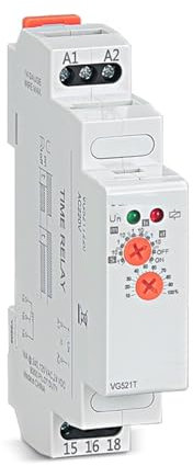 Hookurity relé Temporizador Relé Temporizador de retardo de Encendido de 12 V, 24 V, 220 V, 230 V CA/CC con Tiempo Ajustable de 0,1 Segundos a 10 días en riel DIN(AC DC 12-240V)