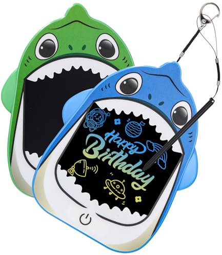 2 Pack Tableta Gráfica LCD,Portátil Tableta de Escritura LCD 4 Pulgadas,Tablero de Dibujo Electrónico,Dibujos Animados de Tiburones Pizarra Magica Infantil y Niños de 3 4 5 6 7 Regalos para
