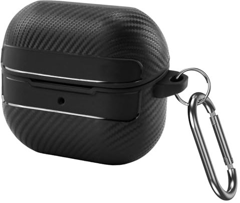 LANAFAY Black Case Compatible with Samsung Galaxy Buds 3 and Galaxy Buds 3 Pro, TPU Protective Covers with Carabiner, Rugged Shockproof And Scratch-Resistant, Support Wireless Charging