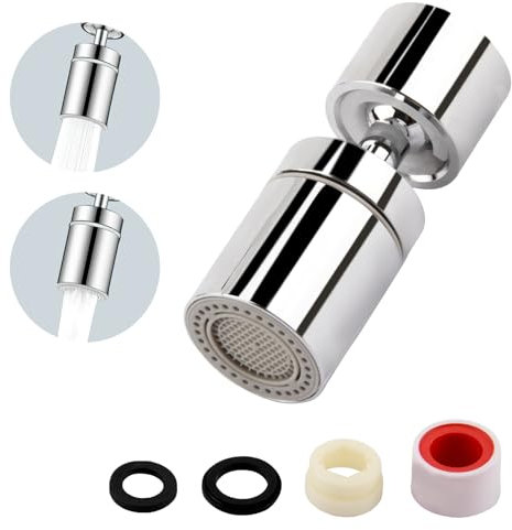 Joynine M22/M24 Embout Robinet Cuisine, 360° Pivotant Mousseur Robinet, Embout de Robinet Réglable à Deux Modes pour Robinets d'évier de Cuisine ou de Salle de Bain