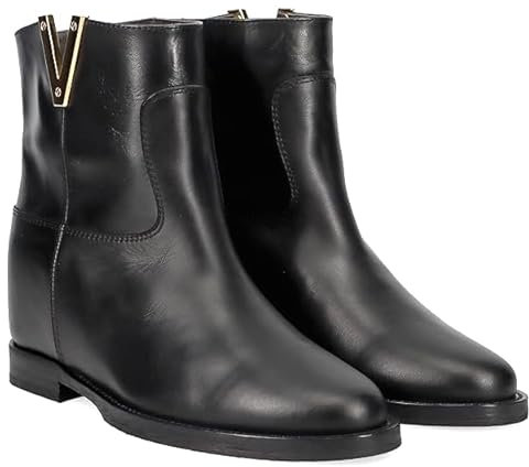 Generico Stivaletto nero in pelle con V oro e zeppa internaVIA ROMA 15-2576 SANTA MONICA NERO - Taglia 38,5