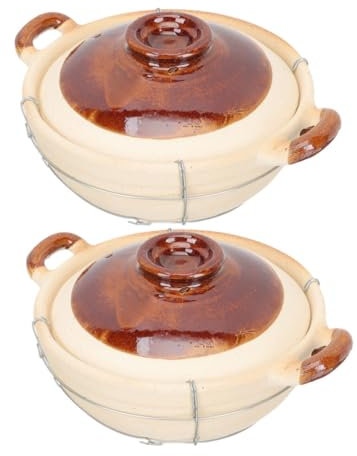 ABOOFAN 2 Piezas Cazuela De Barro Cazuela De Barro Para Guisar Sopa El Horno Con Tapa Para Cocinar Al Vapor Recipiente Aislante Apto Para Horno