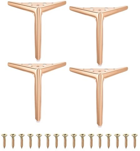 sourcing map 4Pcs Metal Furniture Legs, 7 Triangle Replacement Couch Dresser Legs Furniture Feet for Bed Table Cabinet Sofa(Rose Gold)