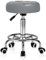 Rollhocker PU Leder Rund Gepolstert, Arbeitshocker Höhenverstellbar Rollen mit Fußstütze , 360° - Drehung Drehocker ，Tragfähigkeit 150kg für Spa Zeichnung Salon Arbeit Büro Tattoo Hocker. (Grau)