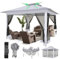 COBIZI Garten pavillon 3x3 Wasserdicht Stabil Winterfest, Pop Up Pavillon Mit Moskitonetz, 3,65x3,65m Doppeldach Faltbarer Pavillon, Faltpavillon mit Sandsack für Hinterhof,Partys,Rasen(Braun Upgrade)