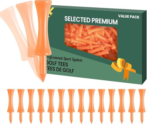 Golf-Tees aus Kunststoff, unzerbrechlich, alle 6,4 cm Wert, 100 Stück, buntes Tee-Pack, Haltbarkeit und Stabilität, für Männer und Frauen, zum Üben (Orange)