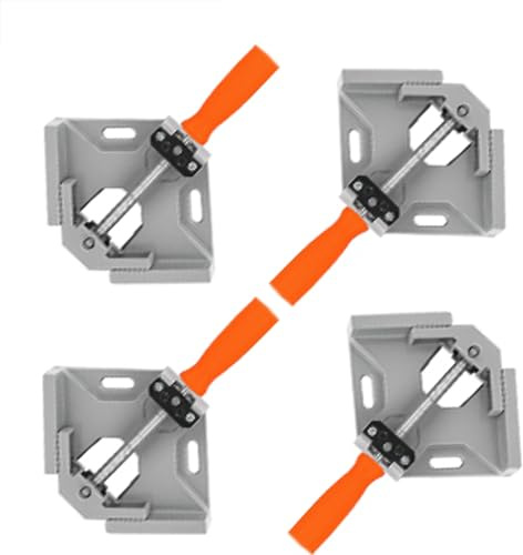 4 Stück Winkelspanner 90 Grad - Aluminiumlegierung Eckzwinge, Rechtwinklige Winkelspanner Eckzwinge mit Verstellbarer Schwenkbacke für Holzbearbeitung,Schweißen,Fotorahmen