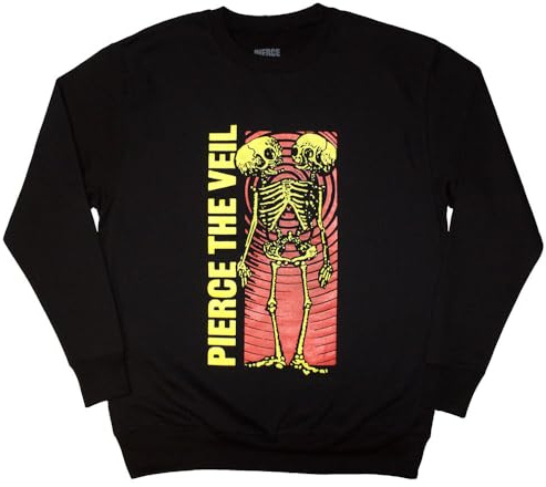 Rock Off officially Licensed Products Pierce The Veil Wavy Skeleton Sweatshirt, Black, XXL