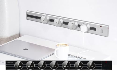 DEaThsalL Stromschienensteckdose, KüChe, Wohnzimmer, Insel, BüRo, Flexible Steckdose, 8000 W, Mit Mehreren Adaptern, Einzeln Steuerbare Wandsteckdose black150+7