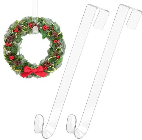 LIQWEI 2 Stück Kranzaufhänger für Weihnachtskranz, Plastik Türhaken für Kranz, Kranz Aufhänger Türhaken für Weihnachten Tür Türhake zum Einhängen Aufhänger für Haustür für Weihnachten Dekorationen