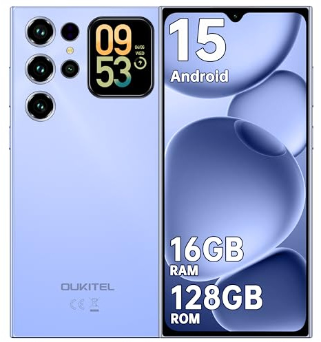 OUKITEL C62 Mobile Phones 2025 - Android 15, 6.88 Smart phone, 16GB+128GB/1TB, 5150mAh Battery Phone, 13MP Camera, 4G Dual SIM-Free & Unlocked Mobile Phones, Fingerprint/Face Unlock/GPS/BT5.0, Blue