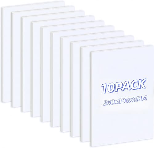 Sixinfeto Planchas de Poliestireno Pack de 10 Láminas de Espuma Dura 30×20 cm, 5 mm Foamboard para Manualidades, Bricolaje y Proyectos DIY