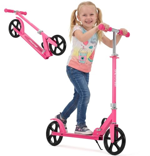 Kinderroller Faltbar Mit Großen Rollen, 4-Stufig Höhenverstellbarer Cityroller Ab 6 Jahre, Leichter 2-Rad Tretroller Für Jungen & Mädchen