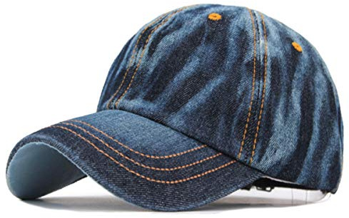 Sporty Baseballcap Jeans Denim Distressed Snapback Vintage Used Look Retro Oldschool Kappe Mütze Cap Schirmmütze Basecap verstellbar