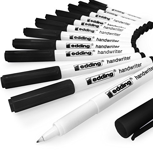 Edding Handwriter - Fineliner - Schwarz - 12 Stifte - Rundfeder 0,6 mm - Dünner Faserstift für feines, präzises Schreiben, Unterstreichen, Zeichnen - im Büro oder Zuhause und in der Schule