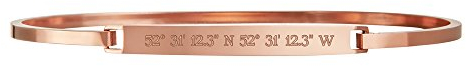 Mondgold Armreif aus Roségold-Edelstahl mit GPS-Koordinaten Gravur und Hakenverschluss, Inkl. Geschenkbox, Damen Schmuck