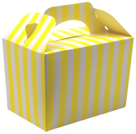 Lotus 20-Pack Yellow Stripe Design Party Boxes - Ideal for Kids' Parties, Picnics, Birthdays, and Weddings | Fun and Functional Carry Food Meal Loot Box for Festive Celebrations and Special Occasions