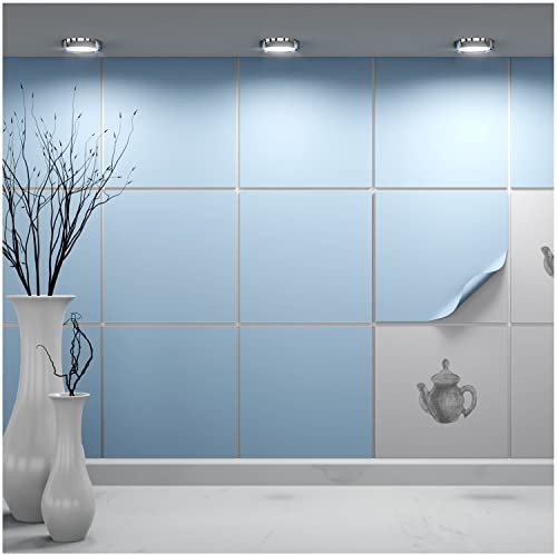 FoLIESEN - Adesivi per piastrelle 20x20 cm | Adesivi murali autoadesivi per bagno e cucina I Resistenti ai graffi e rimovibili | 10 Decalcomania per piastrelle, .:Blu pastello opaco