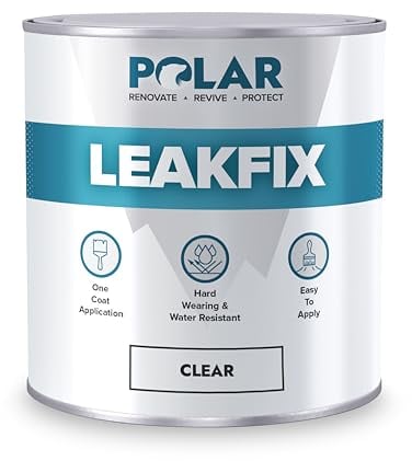 Polar Premium Leak Seal Clear PAINT - 1 Litre - Instant Waterproof Roof SEALANT - Ideal for Leaks, Cracks & Roof Repair - Concrete, Brick, Metal, Drainpipes & Gutters - Easy to Apply