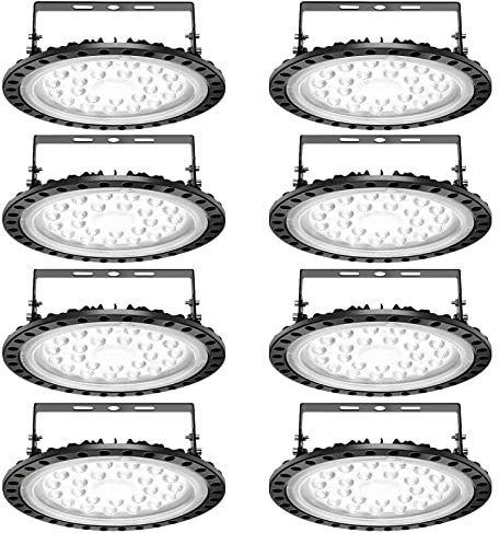 papasbox UFO High Bay Light,8 * 100W LED UFO 6000K-6500K Projecteur LED d'éclairage 120° LED Projecteur Exterieur Interieur industrielle Spot Lamp pour Garage Atelier Gymnase