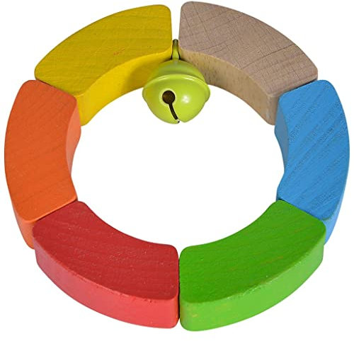Eichhorn 100017039 Baby Greifling Kreis, geometrischer Greifling zur Förderung der motorischen Fähigkeiten, bunt, aus FSC 100 Prozent zertifiziertem Buchenholz, ab 3 Monaten